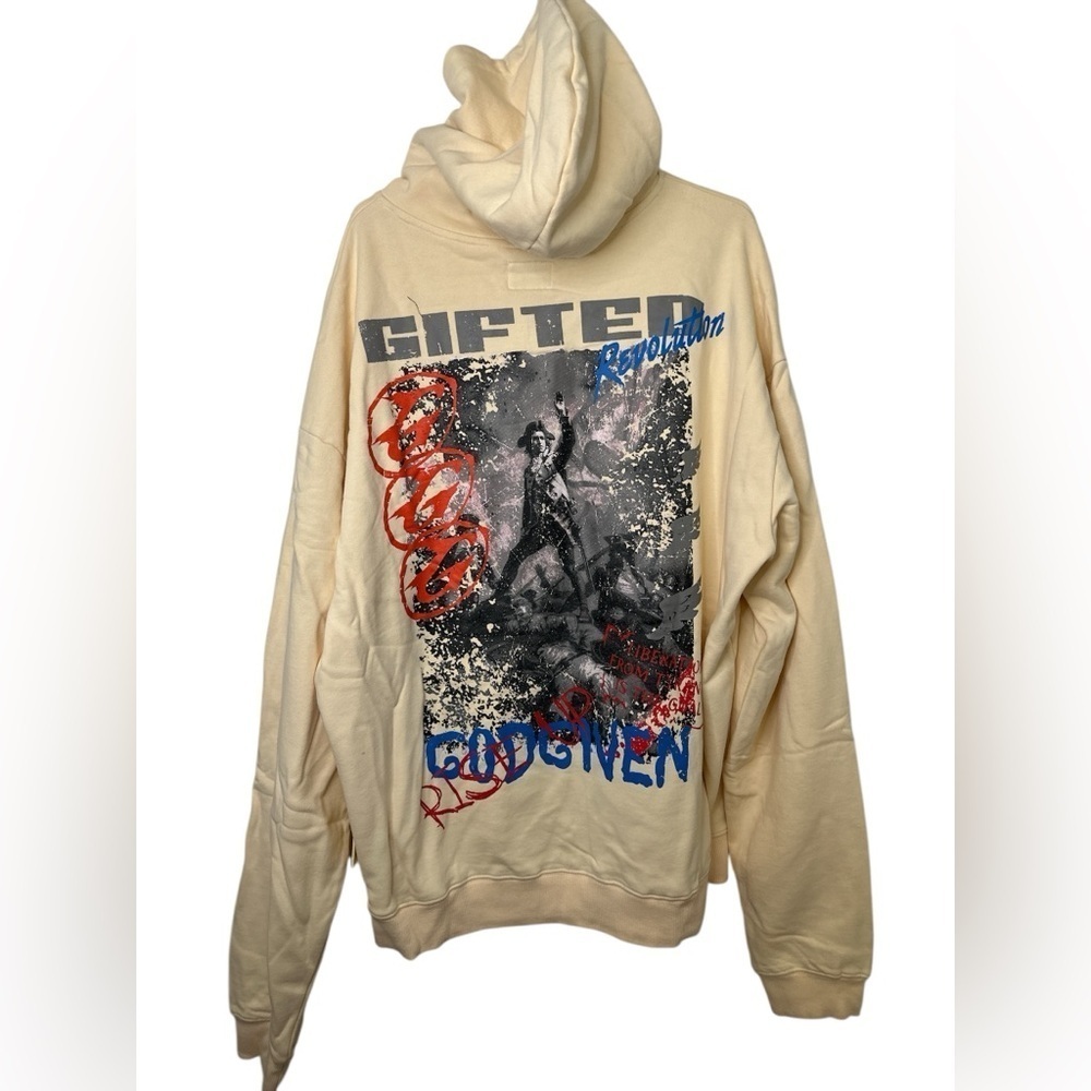 NWT GFTD LA Gifted God Given Revolution Hoodie Cream Mens L